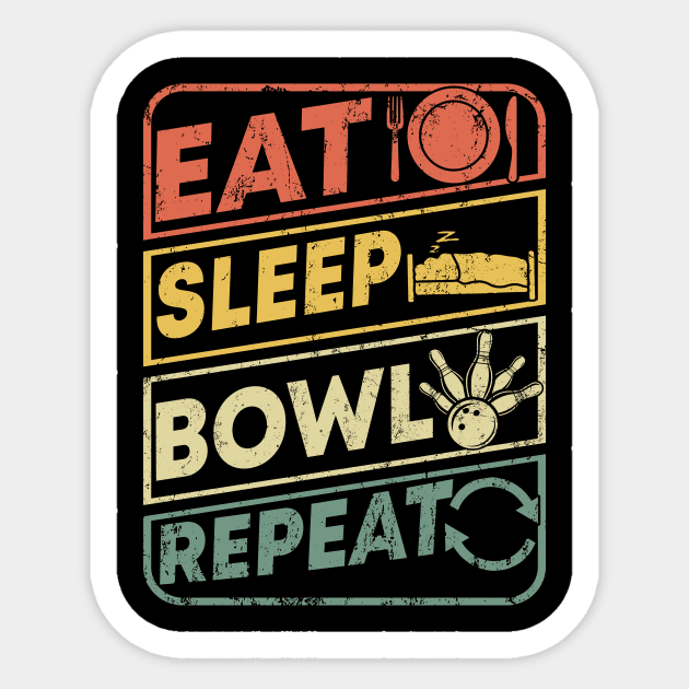 cool Bowler gifts Eat Sleep Bowl Repeat funny retro bowling Sticker by UNXart